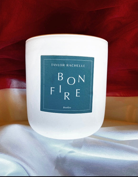 Bonfire Candle by Taylor Rachelle, wooden wick candle